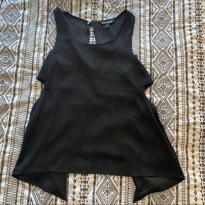 Black open back tank top